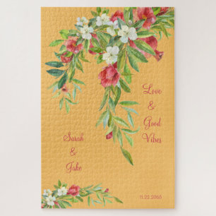 Custom Tuscan Wedding Couple Love & Good  Jigsaw Puzzle