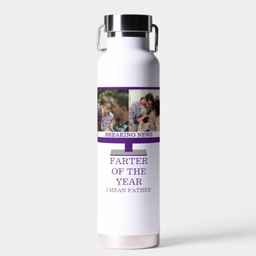 Custom TV farter of the year funny dad 2 photo Water Bottle