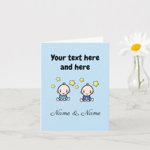 Custom Twin Baby Boys Congratulations w. Names, Card