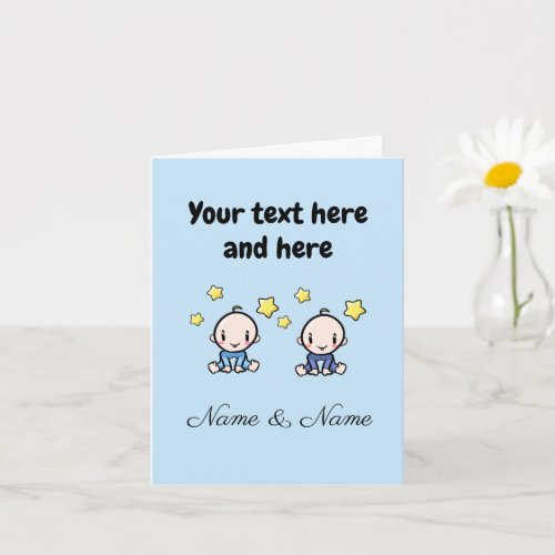 Custom Twin Baby Boys Congratulations w. Names, Card