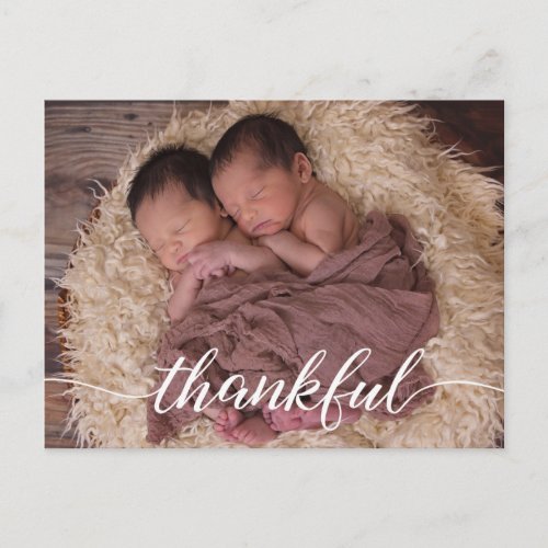 Custom Twin Baby Photo Thank you Announcement Postcard