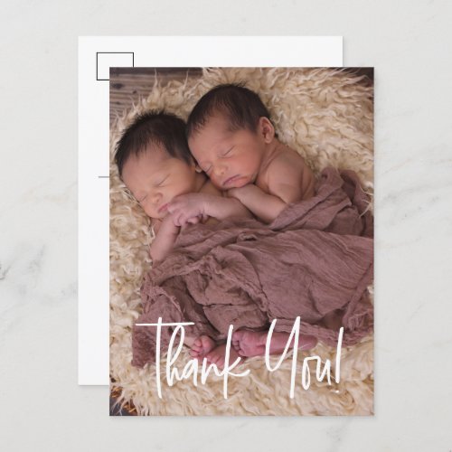 Custom Twin Baby Shower Thank You Announcement Postcard