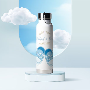 Custom Twin Boys Baby Shoes Name Water Bottle