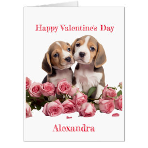 Custom Two Beagles with Giant Valentine Card