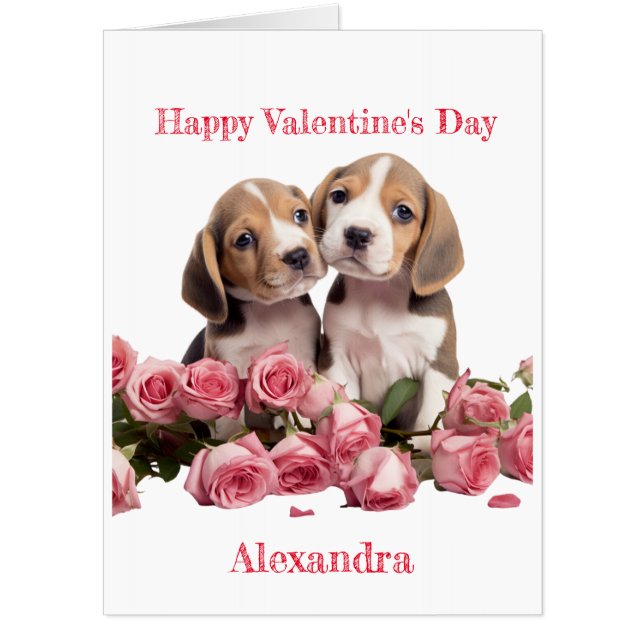 Custom Two Beagles with Giant Valentine Card (Front)
