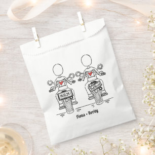 Custom Two Brides Biker Motorcycle Wedding Favor Bag