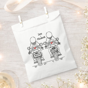 Custom Two Brides Biker Motorcycle Wedding Favor Bag