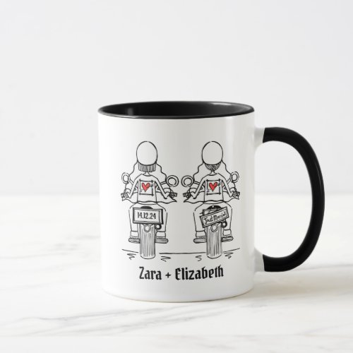 Custom Two Brides Biker Motorcycle Wedding Mug