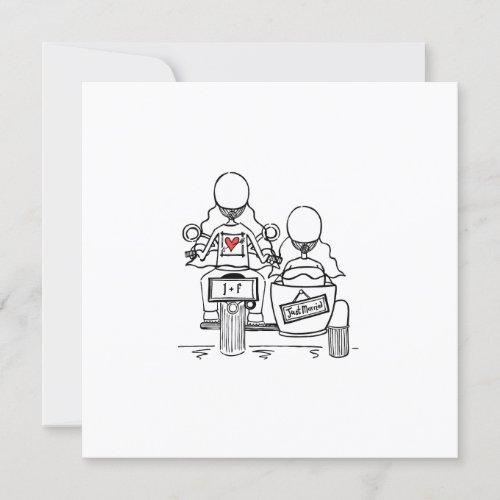 Custom Two Brides Motorbike and Sidecar Wedding Invitation