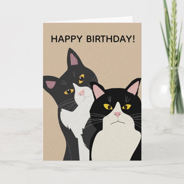 CUSTOM Two Cats Happy Birthday  Card (Front)