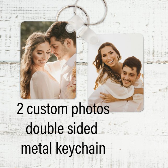 Custom two couple photo double sided aluminium  keychain (Creator Uploaded)