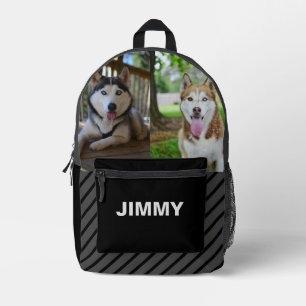 Custom Two Dog Photo Simple Bold Printed Backpack