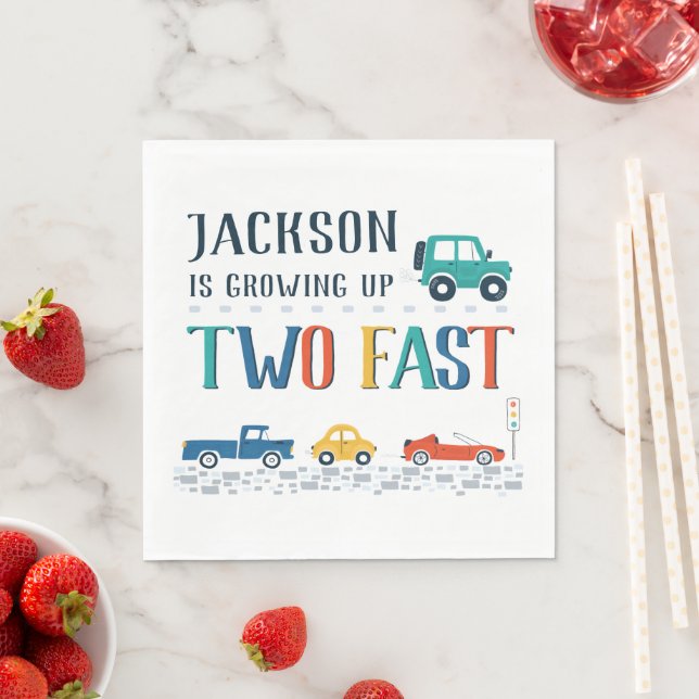 Custom Two Fast Second Birthday Napkins (Insitu)