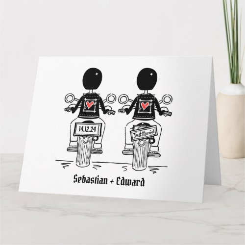 Custom Two Grooms Biker Motorcycle Wedding Card