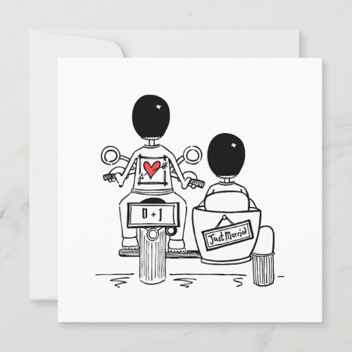 Custom Two Grooms Motorbike and Sidecar Wedding Invitation