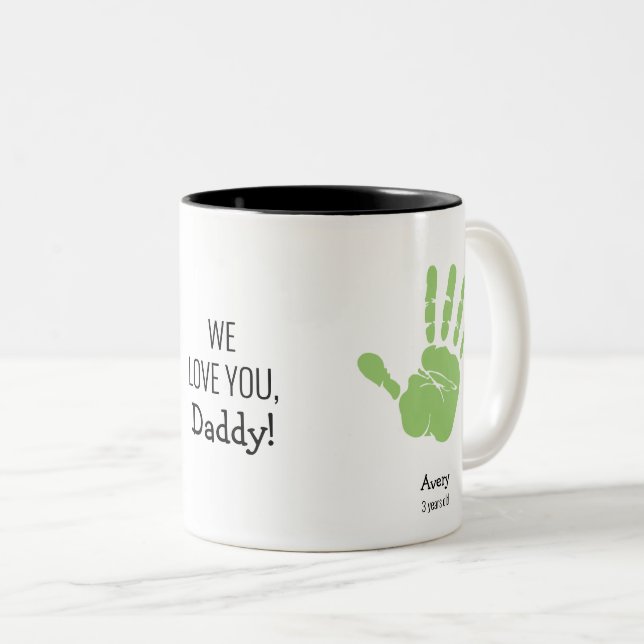 Custom Two handprints We love you, Daddy!  Mug (Front Right)