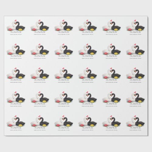 Custom Two Hearts One Love Swans Wedding Wrapping Paper