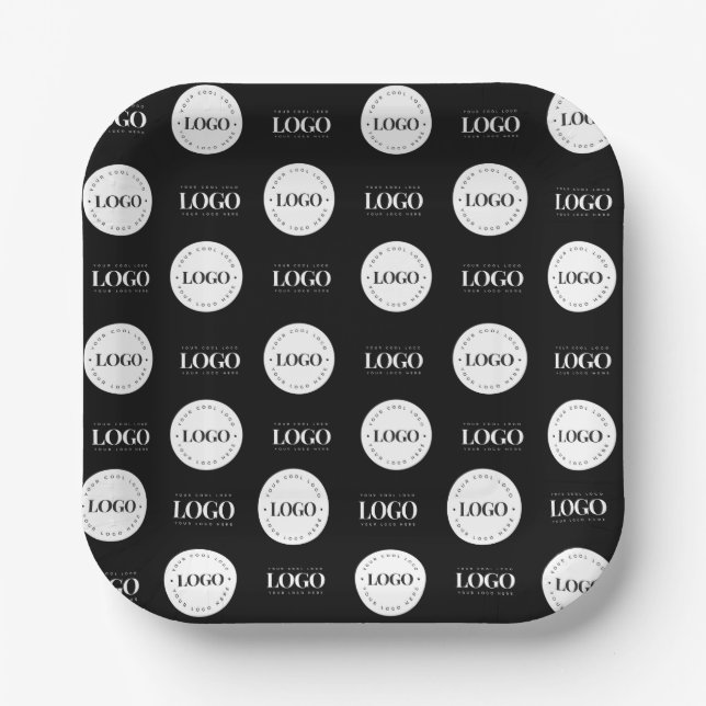 Custom Two Logo Step and Repeat Business Company Paper Plates (Front)