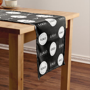 Custom Two Logo Step and Repeat Business Company Short Table Runner