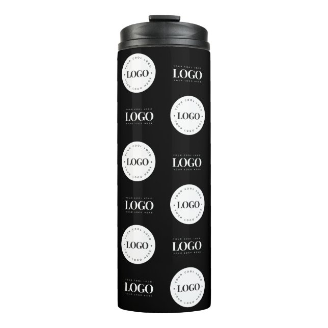 Custom Two Logo Step and Repeat Business Company Thermal Tumbler (Front)