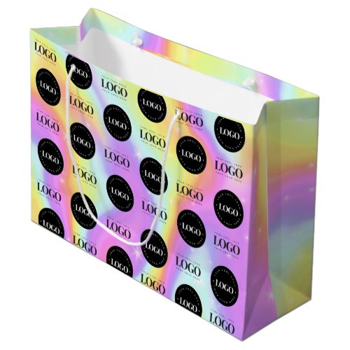 Custom Two Logo Step  Repeat Business Holographic Large Gift Bag