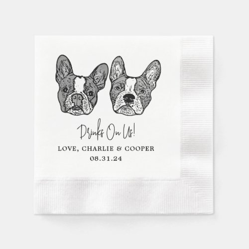 Custom Two Pet Cocktail Napkins Wedding