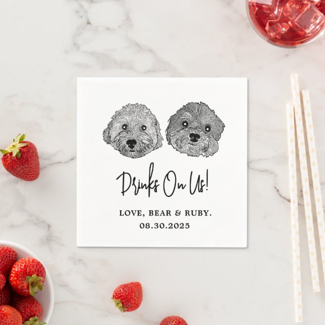 Custom Two Pet Cocktail Napkins Wedding (Insitu)