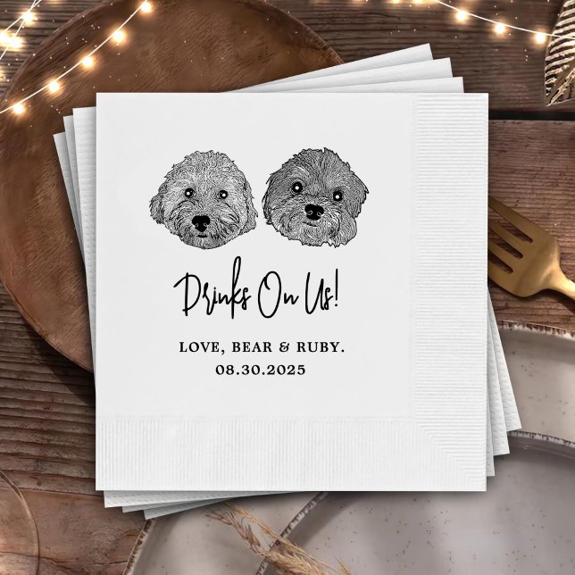 Custom Two Pet Cocktail Napkins Wedding (Creator Uploaded)