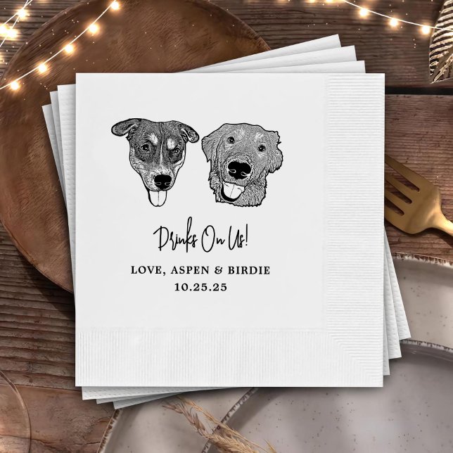 Custom Two Pet Cocktail Napkins Wedding (Creator Uploaded)