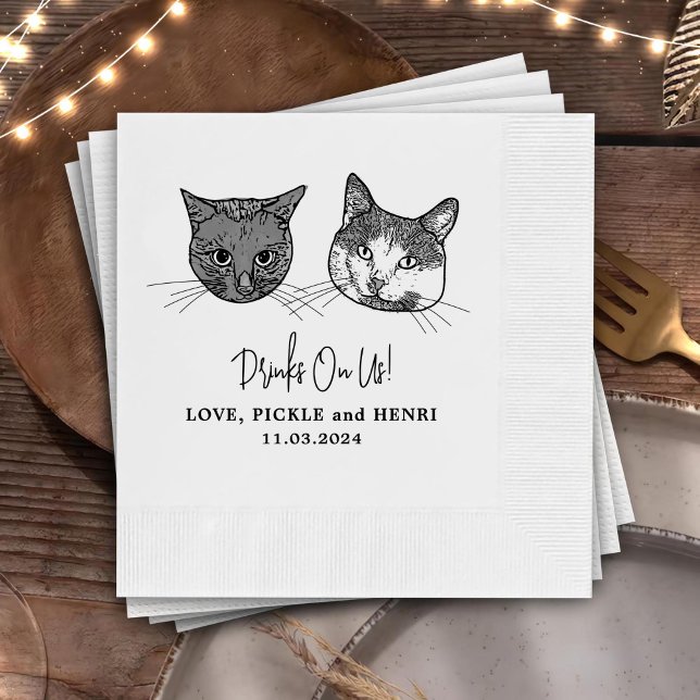 Custom Two Pet Cocktail Napkins Wedding (Creator Uploaded)