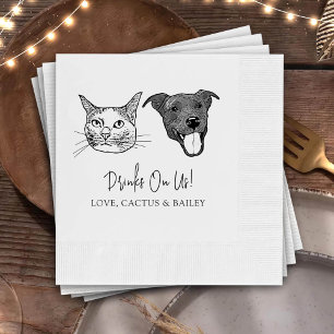 Custom Two Pet Cocktail Napkins Wedding