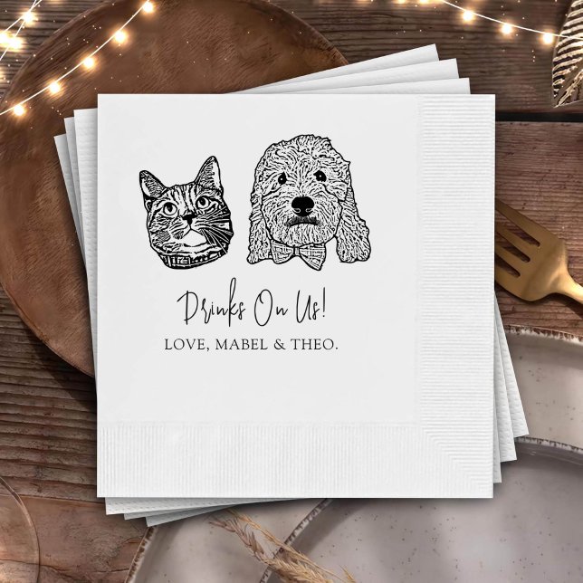 Custom Two Pet Cocktail Napkins Wedding (Creator Uploaded)