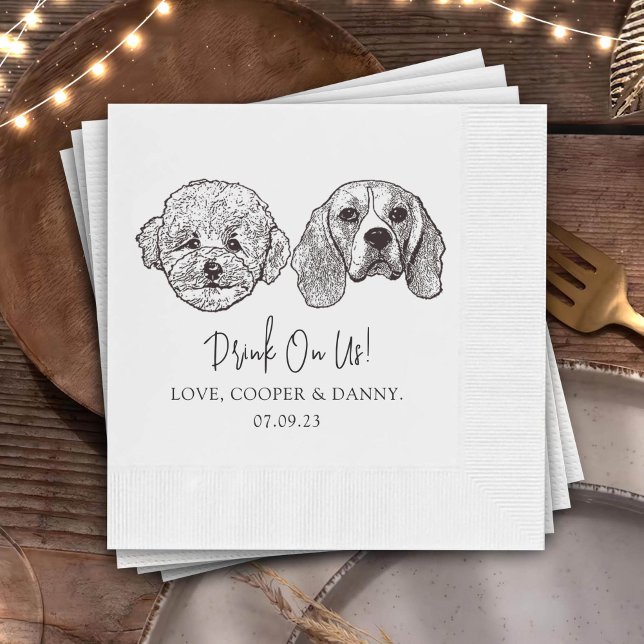 Custom Two Pet Cocktail Napkins Wedding (Creator Uploaded)