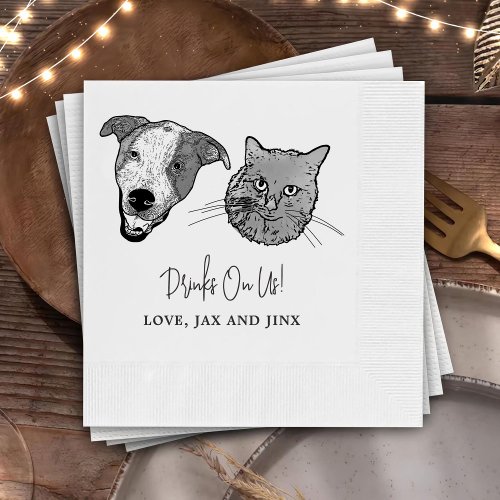 Custom Two Pet Cocktail Napkins Wedding