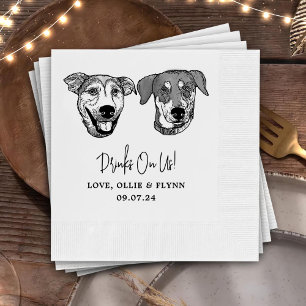 Custom Two Pet Cocktail Napkins Wedding