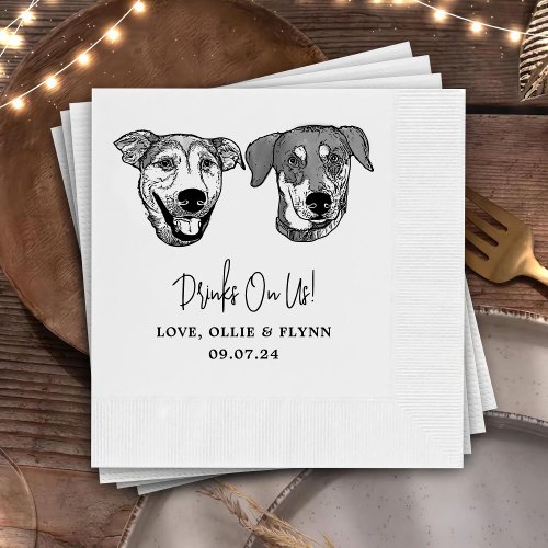 Custom Two Pet Cocktail Napkins Wedding