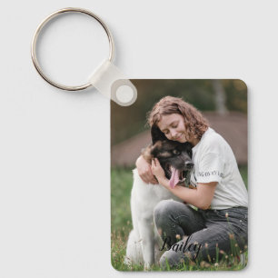 Custom Two Photo and Name Keychain