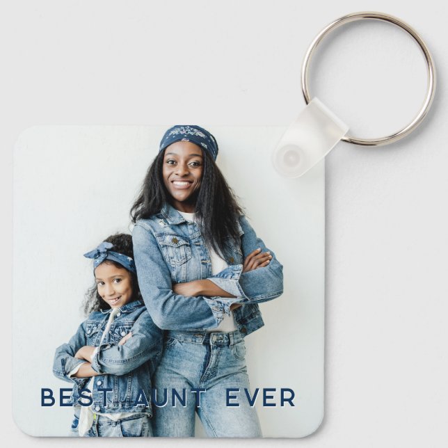 Custom Two Photo Best Aunt Ever Keychain (Back)