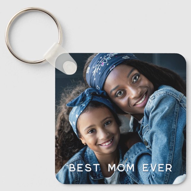 Custom Two Photo Best Mom Ever Keychain (Front)