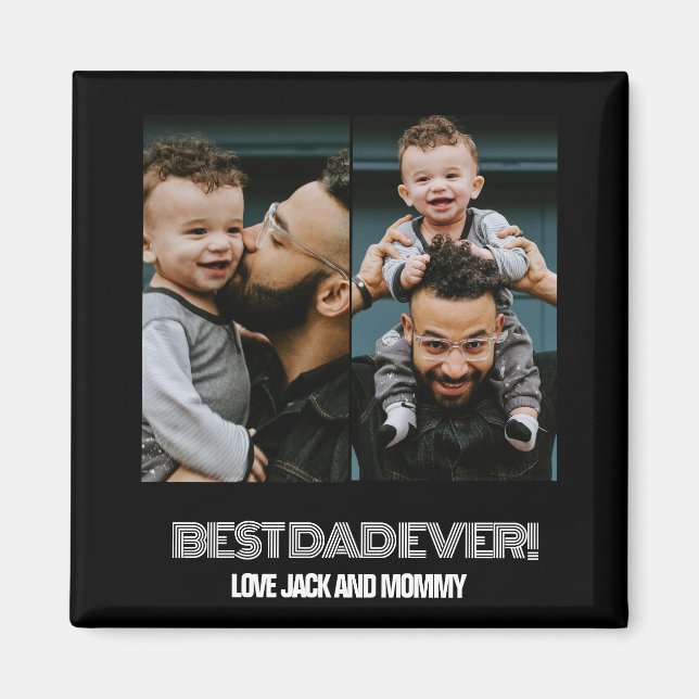Custom Two Photo Collage Fathers Day Magnet (Front)