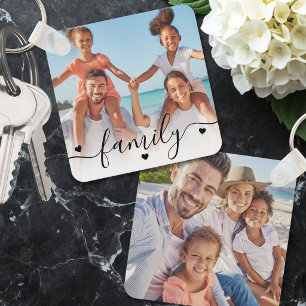 Custom Two Photo Double Sided Family Photo Keychain