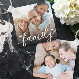 Custom Two Photo Double Sided Family Photo Keychain