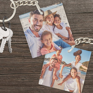 Custom Two Photo Double Sided Family Photo Keychain