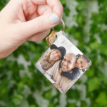 Custom Two Photo Double Sided Family Photo Keychain<br><div class="desc">Create your own personalized family photo keepsake with this custom double-sided keychain, featuring space for two photos. While it's set up for family photos, you can easily swap them out for pictures of friends, pets, or special memories like a vacation. This versatile keychain makes a thoughtful gift for Christmas, holidays,...</div>