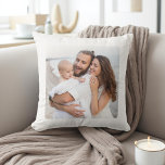 Custom Two Photo Double Sided Family Throw Pillow<br><div class="desc">Create a cozy keepsake with this Custom Two Photo Double Sided Throw Pillow — personalized on both sides for a modern, versatile look. Add one favorite photo to each side, or mix it up with a family portrait on the front and a name, date, or message on the back. Crafted...</div>