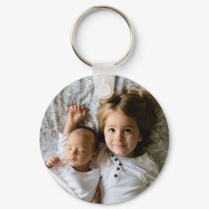 Custom Two Photo Double Sided Round Keychain
