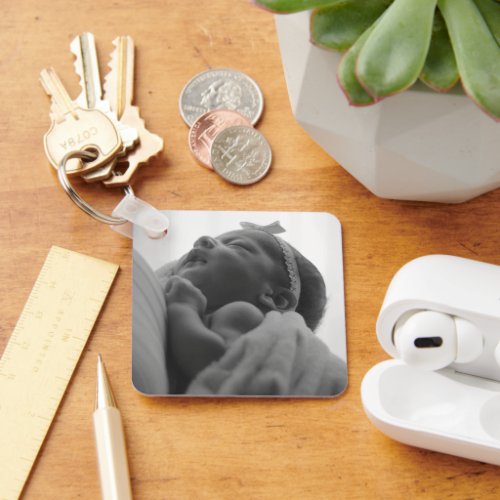 Custom Two Photo Double Sided Square Keychain
