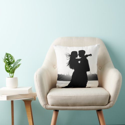 Custom Two Photo Make it Black And White  Throw Pillow