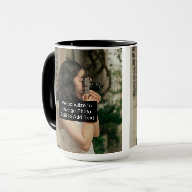 Custom Two Photos Artwork Slogan 15 oz Combo Mug (Front Left)