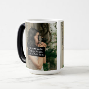 Custom Two Photos Artwork Slogan 15 oz Morphing Color Morph Mug